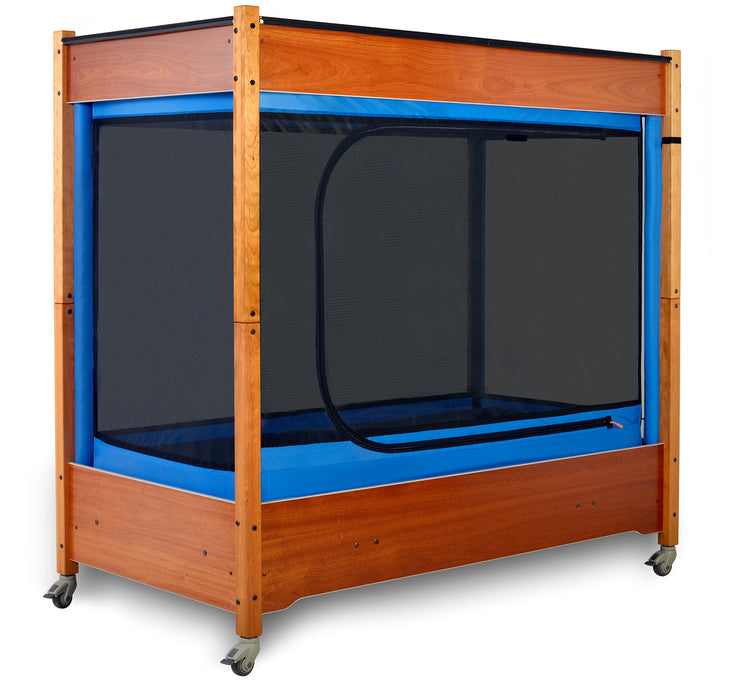 SleepSafe InSIGHT Beds in Mahogany Blue Pads Closed View