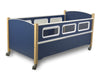 SleepSafe Low Bed In Blue Safety Rail Up View