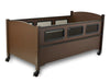 SleepSafe Low Bed In Dark Brown Safety Rail Up View