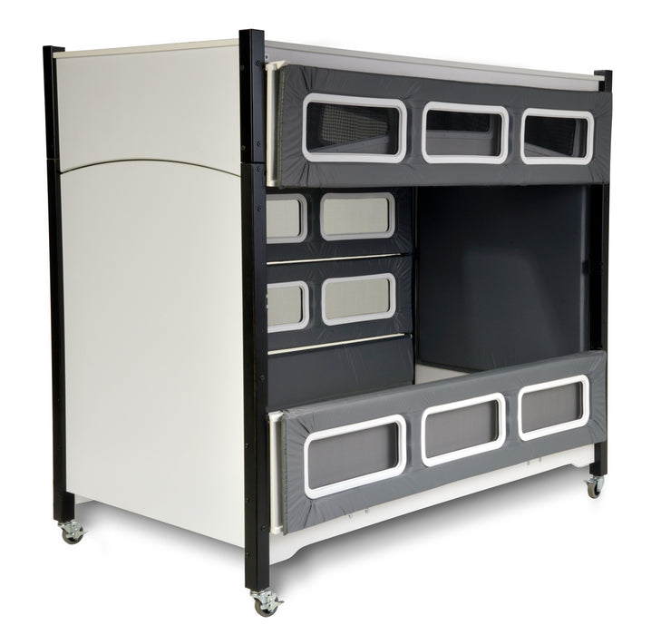 SleepSafer Extension Bed White With Gray Padding With Both Safety Rails Open View