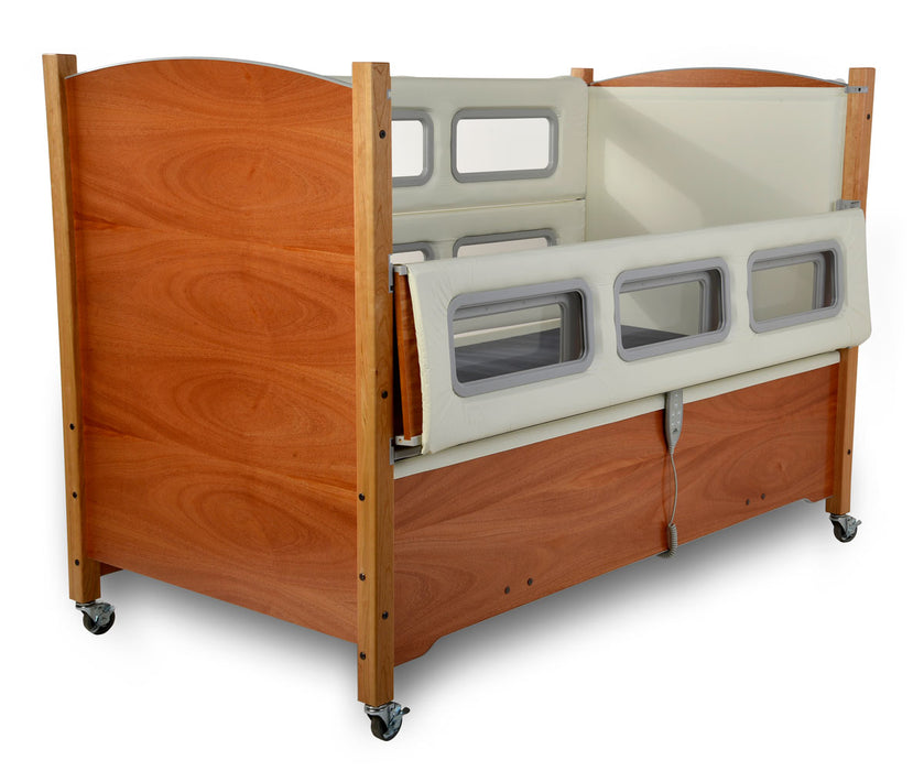 SleepSafer Tall Bed Dual View In Cream Color Padding One Side Down View