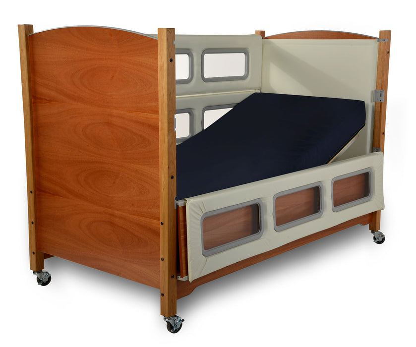 SleepSafer Tall Bed Dual View In Cream Color Padding With Two Sides Down Articulation View