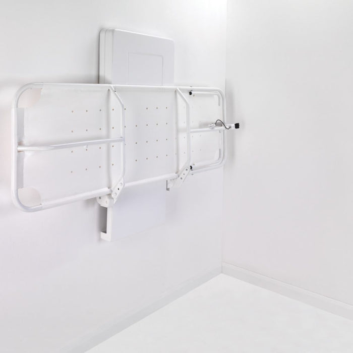 Smirthwaite Easi-Lift Shower Stretcher and Changing Bench with Electronic Height Adjustment Side View Folded
