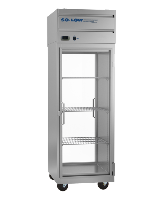 So-Low White Single Glass Door Pass-Thru Laboratory And  Pharmacy Refrigerator For Cleanroom Storage With 25 Cubic Feet 