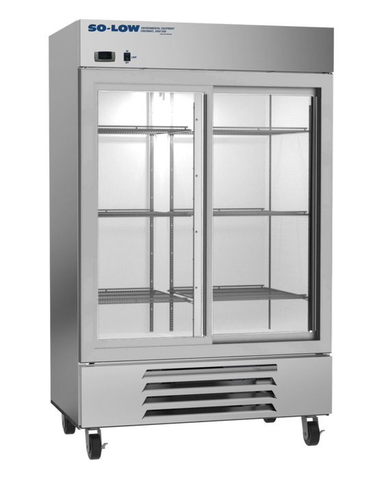 So-Low Stainless Steel Laboratory Refrigerator With Double Sliding Glass Door For Medical, Pharmaceutical And Clinical Cold Storage With 45 Cubic Feet