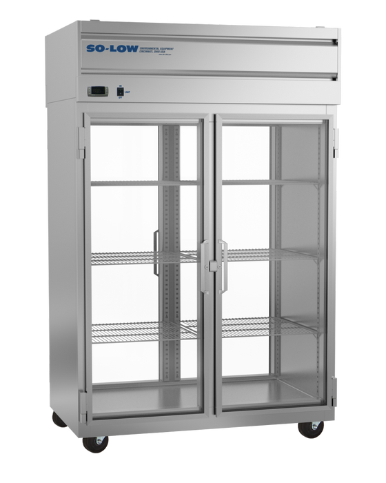 So-Low White Double Glass Door Pass-Thru Laboratory And  Pharmacy Refrigerator For Cleanroom Storage With 50 Cubic Feet 