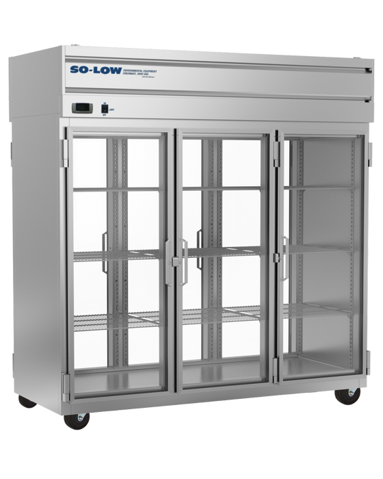 So-Low White Triple Glass Door Pass-Thru Laboratory And  Pharmacy Refrigerator For Cleanroom Storage With 80 Cubic Feet 