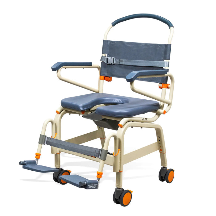 Side View Solution Based Bariatric Roll-In Shower Chair 22" and 26" Seat Widths, 440 lb Capacity, Over-Toilet and Bedside Commode