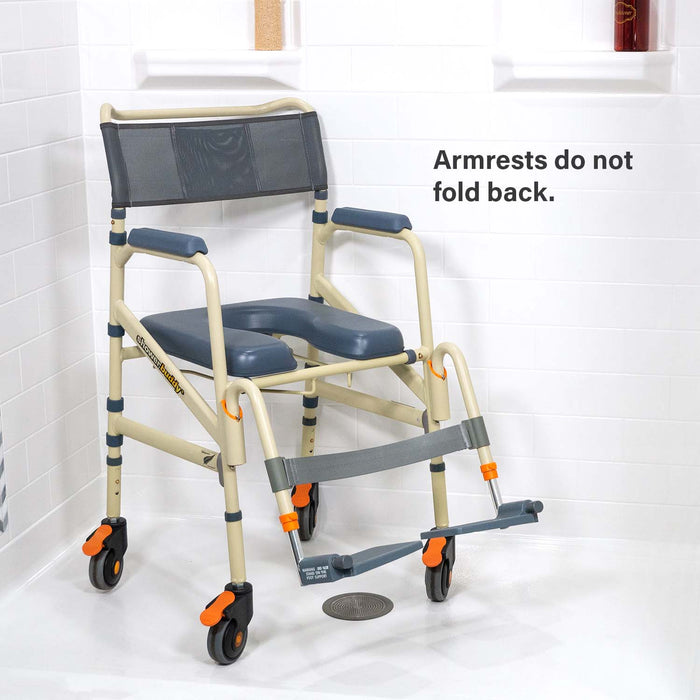 Armrest Solution Based Folding Shower Chair Lightweight, Travel-Friendly Commode for Curbless and Accessible Showers