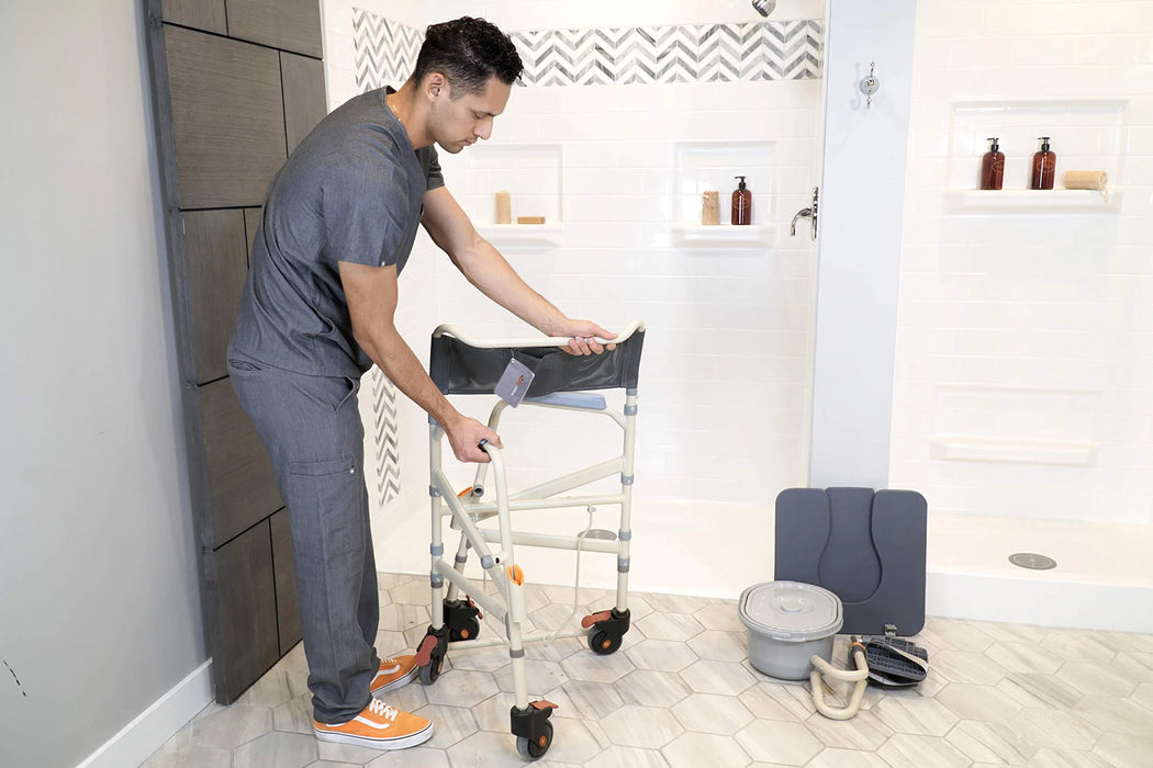 Folding Chair Solution Based Folding Shower Chair Lightweight, Travel-Friendly Commode for Curbless and Accessible Shower