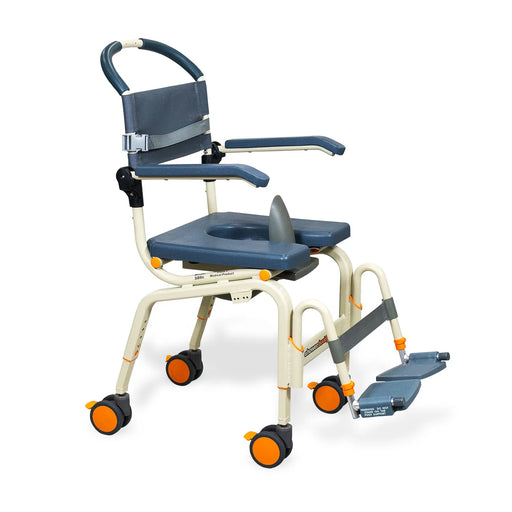 Safe Solution Based Roll-In Shower Chair for Accessible Bathrooms Lightweight, Over-Toilet and Bedside Commode with Flip-Back Arms and Safety Features
