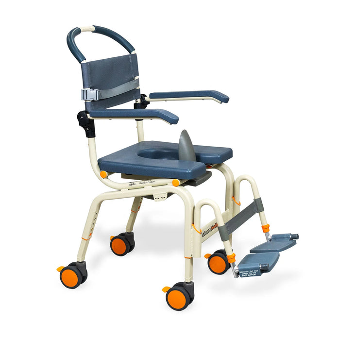 Safe Solution Based Roll-In Shower Chair for Accessible Bathrooms Lightweight, Over-Toilet and Bedside Commode with Flip-Back Arms and Safety Features