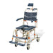 Caregiver-Friendly Solution Based Roll-InShower Chair with Commode, Adjustable Height, and Safety Belts for Accessible Bathrooms