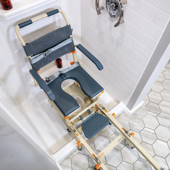 Lightweight Solution Based ShowerBuddy Transfer Chair for Standard Shower Stalls Accessible, Barrier-Free Shower Solution for Caregiver Assistance