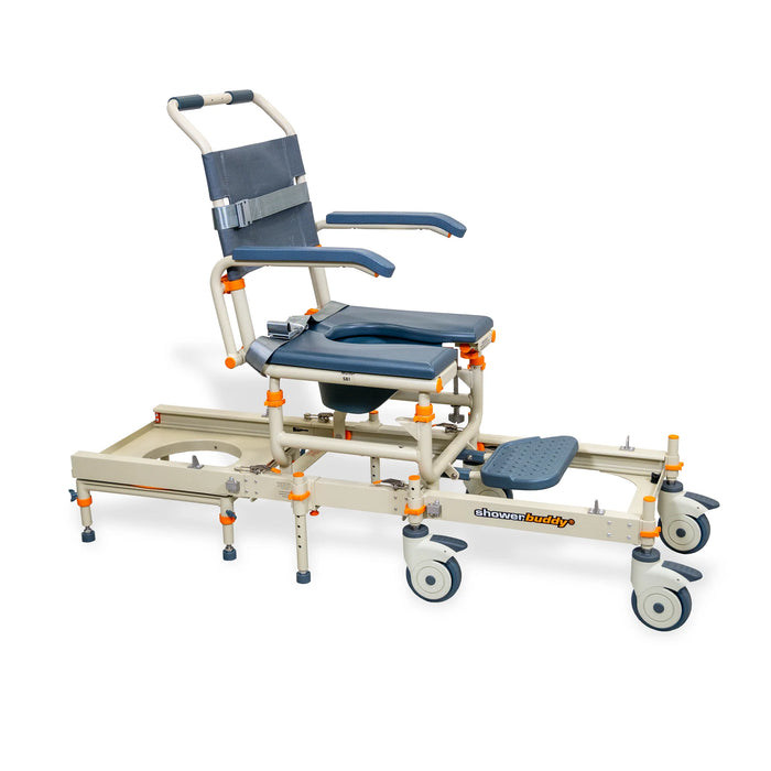 Commode Ready Solution Based ShowerBuddy Transfer Chair for Standard Shower Stalls Accessible, Barrier-Free Shower Solution for Caregiver Assistance