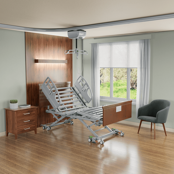 Span America Encore Heavy Duty Low Hospital Bed With Glidealign Retractable Deck Technology And Readywide Integrated Expansion In Long Term Scene