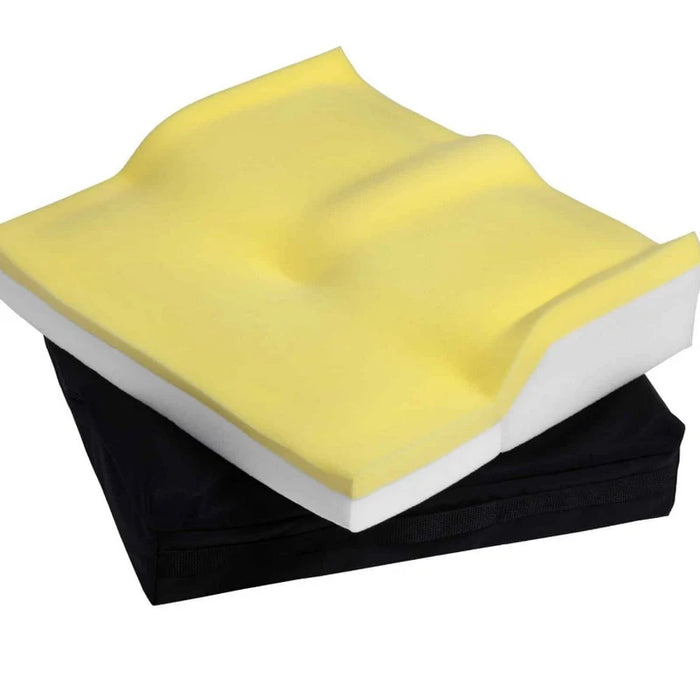Span America Equalizer Viscoelastic Memory Foam Pressure Redistribution Wheelchair Cushion With Multi-Zone Gel Support And Contoured Positioning Base