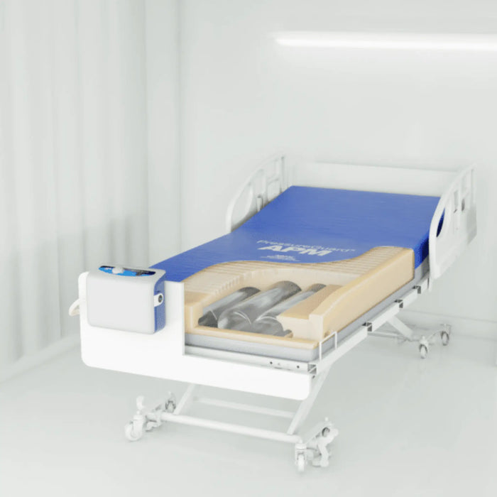 Span America PressureGuard APM Alternating Pressure Mattress For Advanced Pressure Relief And Patient Comfort With Control Unit On Bed And Long Term Care Setting