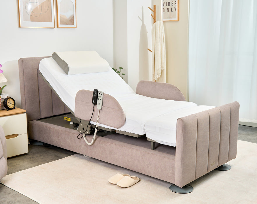 StarSleep Orin Rotating Bed Side View Partially Elevated Position With Pillow Medical Equipment
