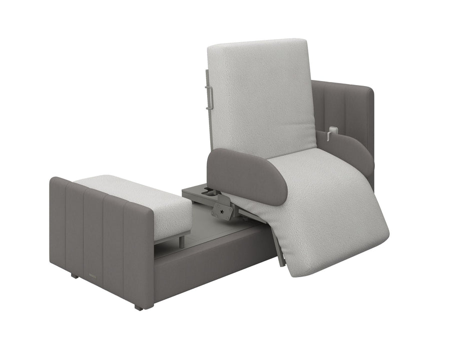 StarSleep Orin Smart Rotating Chair Bed Partially Reclined With Extended Footrest View