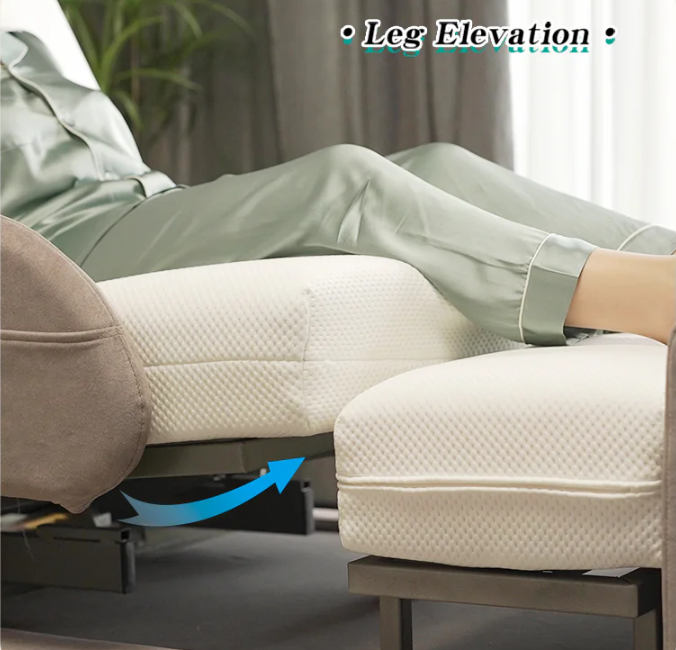 Starsleep Orin Smart Rotating Bed In Leg Elevated Position With Patient Legs Elevated Leg Elevation Demonstration View