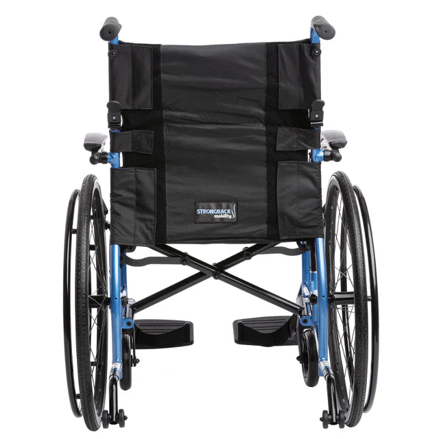 Black Strongback Mobility Comfort 24 Flip Wheelchair Lightweight, Ergonomic Design for Superior Mobility