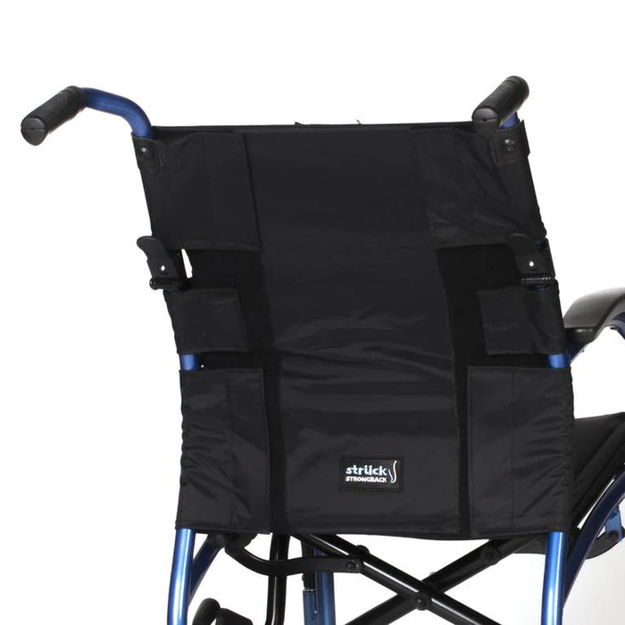 Back View Strongback Mobility Excursion 8 Transport Wheelchair Lightweight, Foldable Ergonomic Chair with Posture Support 300 lb Capacity