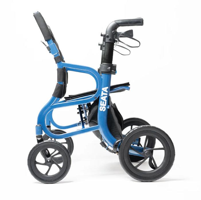 Strongback Mobility Seata Rollator Lightweight, Comfortable, and Ergonomic Left side view with logo