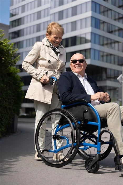 Strongback Mobility Comfort: 24+AB Wheelchair Lightweight, Ergonomic Design for Superior Comfort and Control, Happy elderly couple outdoors