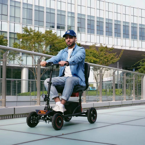 SuperHandy Explorer 4 Wheel Mobility Scooter With Rider Front View