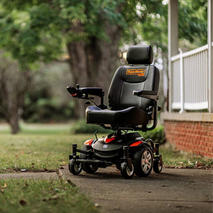 SuperHandy GoRide CRX Reclining Powerchair Outdoor Front Side View