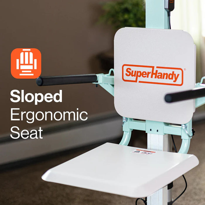 SuperHandy GoRise FC Electric Floor To Chair Lift Sloped Seat Feature Info View