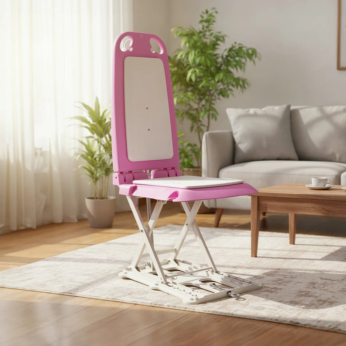 SuperHandy GoRise LT Portable Padded Floor Lift With Detachable Cushion Seat for Safe Transfers And Mobility Assistance In Pink