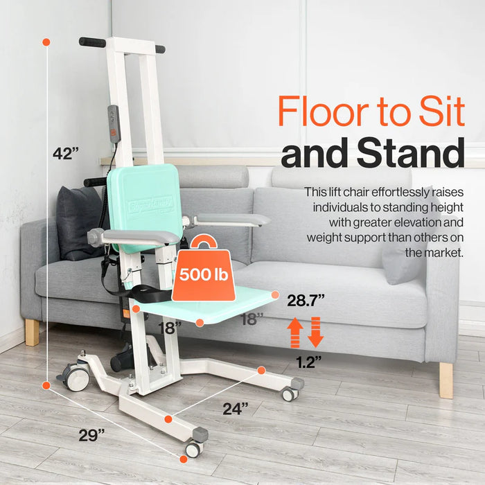 SuperHandy GoRise TX Portable Patient Transfer Lift Dimension View