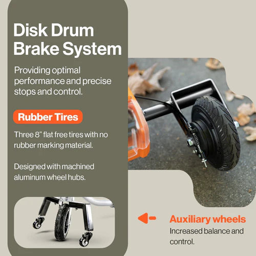 SuperHandy Passport Plus 3 Wheel Mobility Scooter Disk Drum Brake System Info View