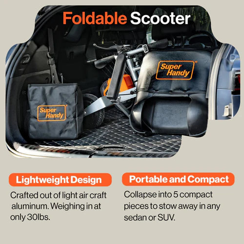 SuperHandy Passport Plus 3 Wheel Mobility Scooter Foldable Info View