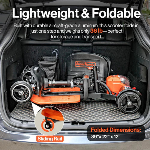 SuperHandy Passport Prime E Brake Mobility Scooter Foldable Info View