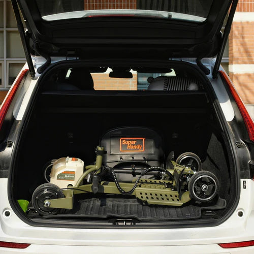 SuperHandy Passport Pro Foldable 4 Wheel Mobility Scooter Folded In Car Trunk View