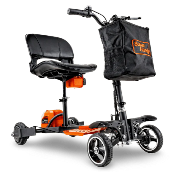 SuperHandy Passport Pro Foldable 4 Wheel Mobility Scooter With Storage Bag In Front View