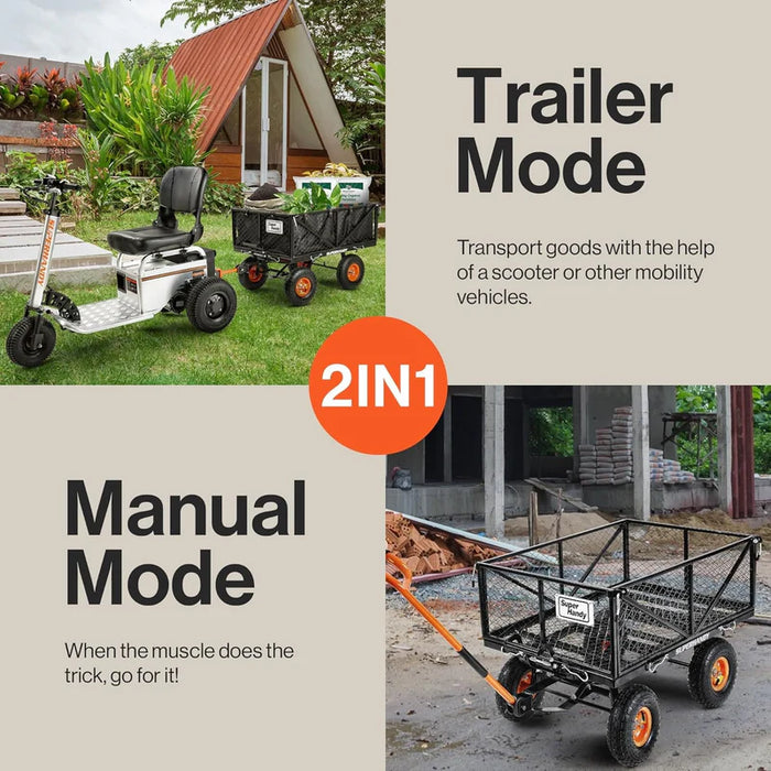 SuperHandy Towable Garden Cart Manual And Trailer Mode View
