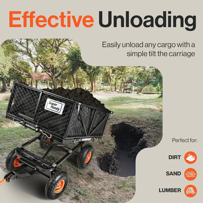 SuperHandy Towable Garden Cart Unloading View