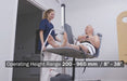 TR Equipment TR9650 Battery Operated Mobile Stretcher Lift With Caregiver And Patient Elevated Backrest Position View
