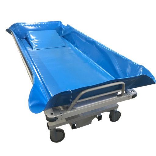 TR Group TR4000 Atlas Bariatric Battery-Operated Shower Trolley Mattress And Pillow View