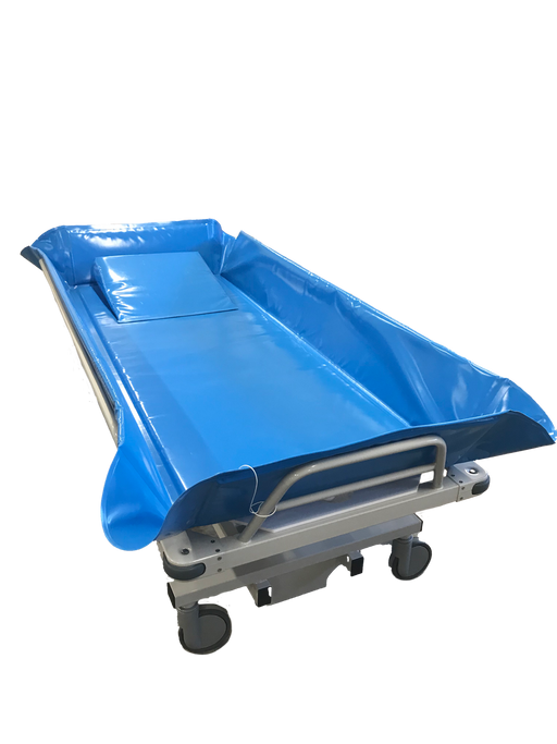 TR Group TR4000 Atlas Bariatric Battery-Operated Shower Trolley Mattress And Pillow View