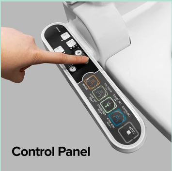 Close-Up View Of The Electronic Control Panel On A Throne Buttler Powered Toilet Lift Chair Equipped With A Heated Bidet Seat.
