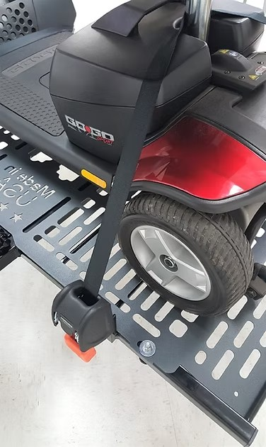 Wheelchair Carrier Patriotic Electric Lift With Scooter Above Left View