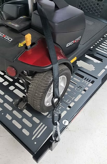 Wheelchair Carrier Patriotic Electric Lift With Scooter Above Right View