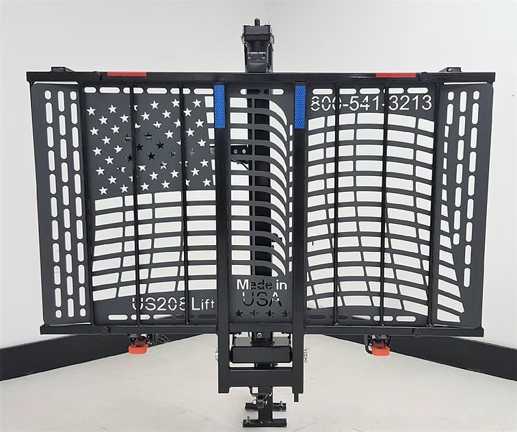 Wheelchair Carrier Patriotic Electric Lift Frame Folded View