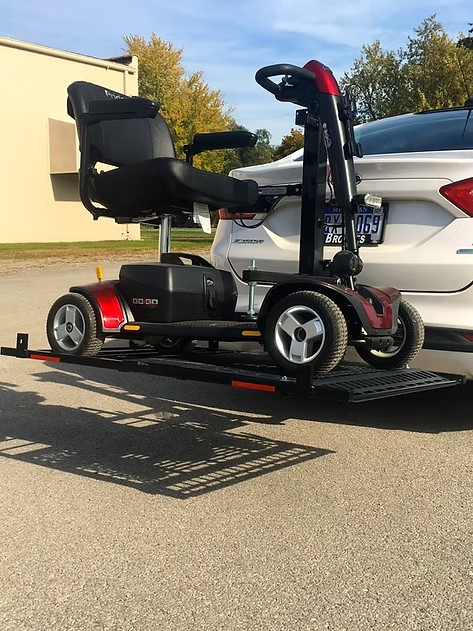Wheelchair Carrier Patriotic Electric Lift With Scooter Loaded View