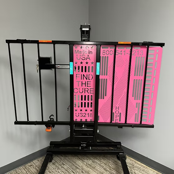 Wheelchair Carrier Hold N Go Electric Lift Frame Find The Cure Pink Platform Folded View
